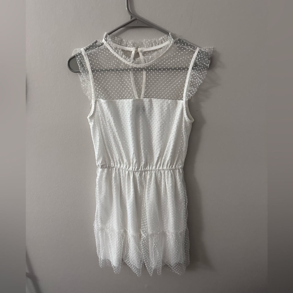 Crystal Doll White Polka Dot Overlay Dress